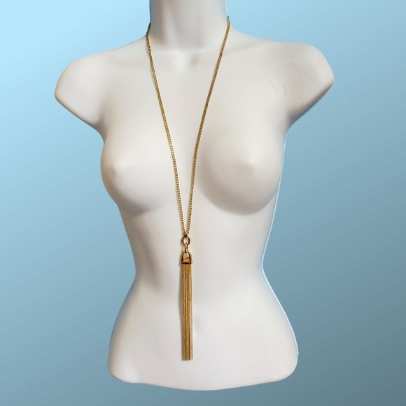Gold Tone Dangle Chains Long Necklace - Picture 5 of 7